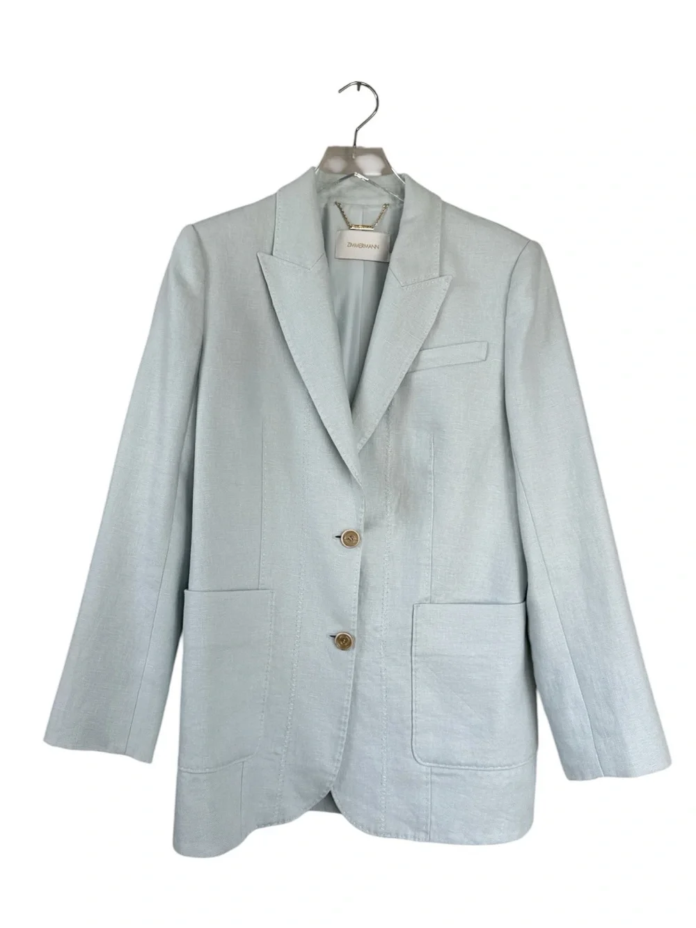 Zimmermann Natura Linen Jacket Blazer Mint Blue Size 1